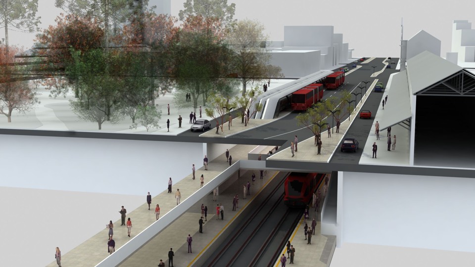 Ilustração mostra como deve ficar o metrô de Curitiba depois de pronto | Site da Prefeitura de Curitiba