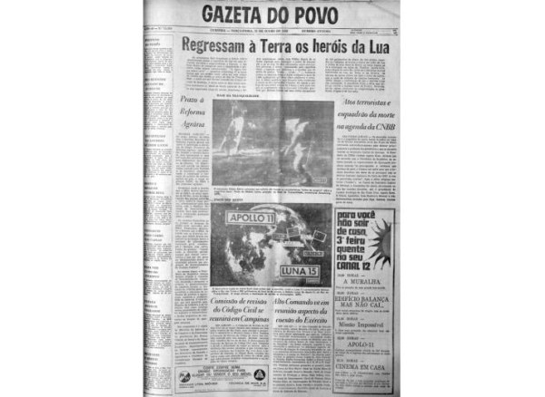 Detalhe da cobertura da chegada do homem à Lua, em 1969 |