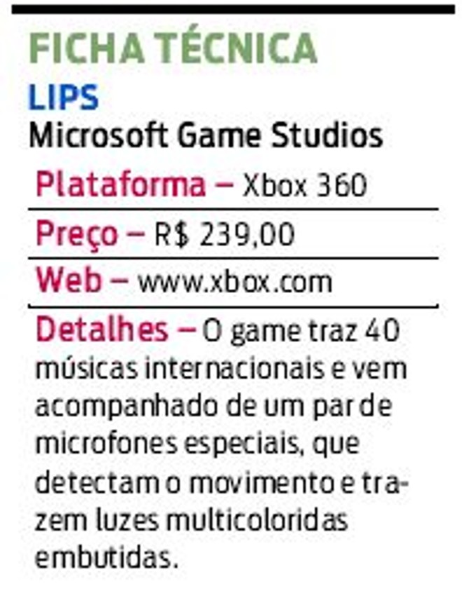 Veja a ficha técnica do Lips une karaokê |