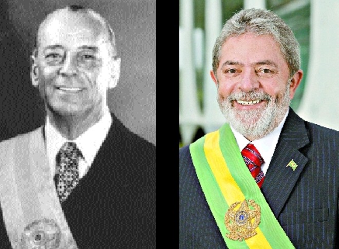 Marca da família: fotos oficiais de João Figueiredo e Lula, com sorriso estampado no rosto. | 