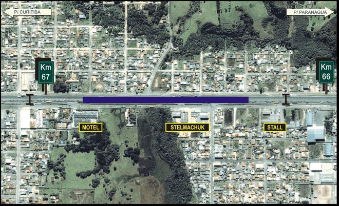 Trecho em azul mostra extensão onde será construída nova trincheira |