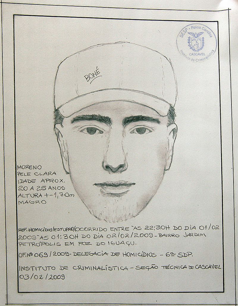 De acordo com a polícia, o assassino tem entre 20 e 25 anos, cerca de 1,75 m de altura, magro, de porte médio, cabelos e olhos escuros, é moreno claro e possuia uma barbicha | Christian Rizzi/Gazeta do Povo