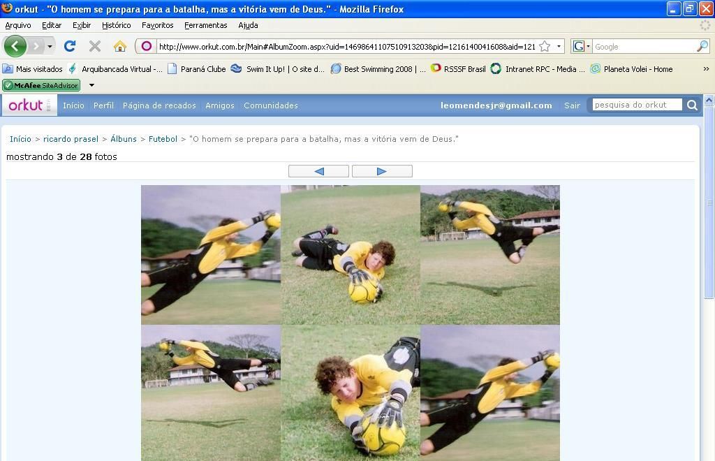 Imagens de Ricardo jogando no gol são comuns no perfil do goleiro no Orkut: site ajudou na ida para o Juventus | Reprodução