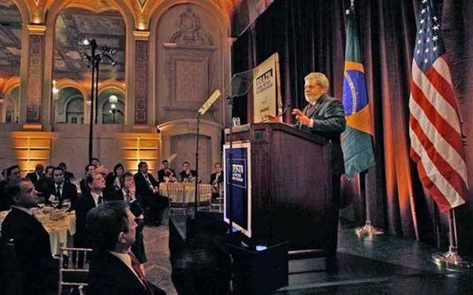 O presidente Lula fala durante seminário a investidores nesta segunda em Nova Iorque | Ricardo Stuckert/Presidência