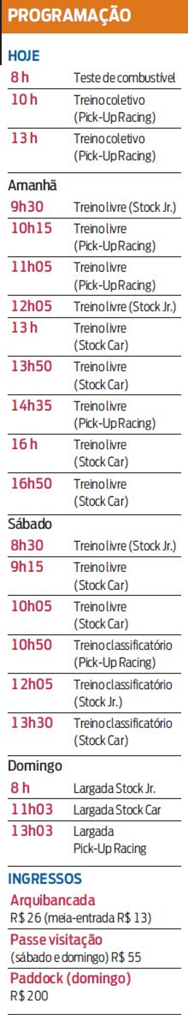 Confira a programação da Stock Car |
