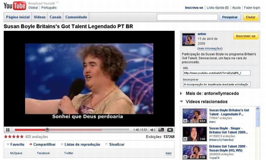 Vídeo no You Tube: problemas legais e dificuldade em atrair anunciantes | Reprodução / YouTube