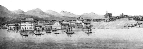 Guaratuba como é vista na aquarela de Debret |