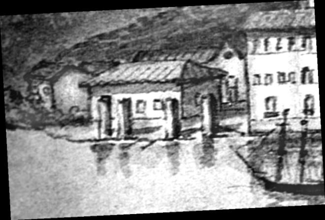 Os pilares vistos na aquarela de 1827 |