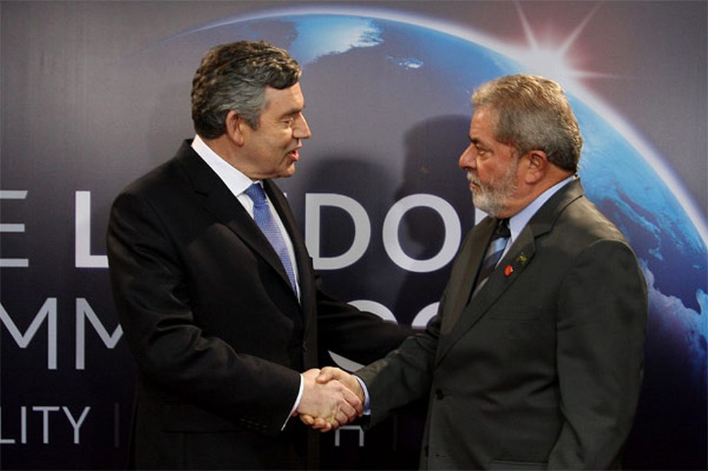 O presidente Lula e o primeiro-ministro Gordon Brown, durante encontro do G-20 | Ricardo Stuckert/Presidência