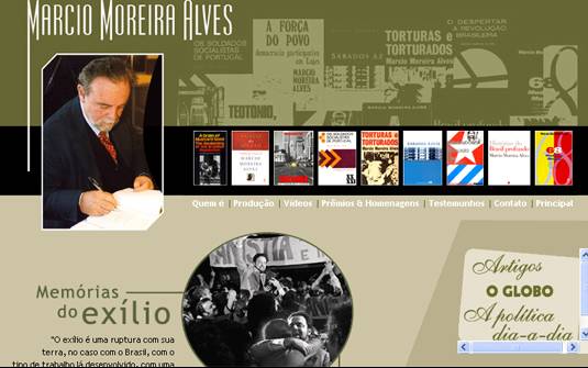 Página inicial do site www.marciomoreiraalves.com | Reprodução