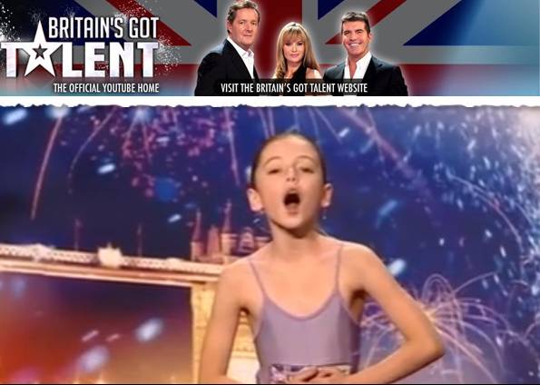 A garota Hollie Steel se apresenta no programa da TV britânica "Britain´s got talent". | Reprodução