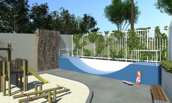 Pista de skate e muro de escalada do Club San Marino | 