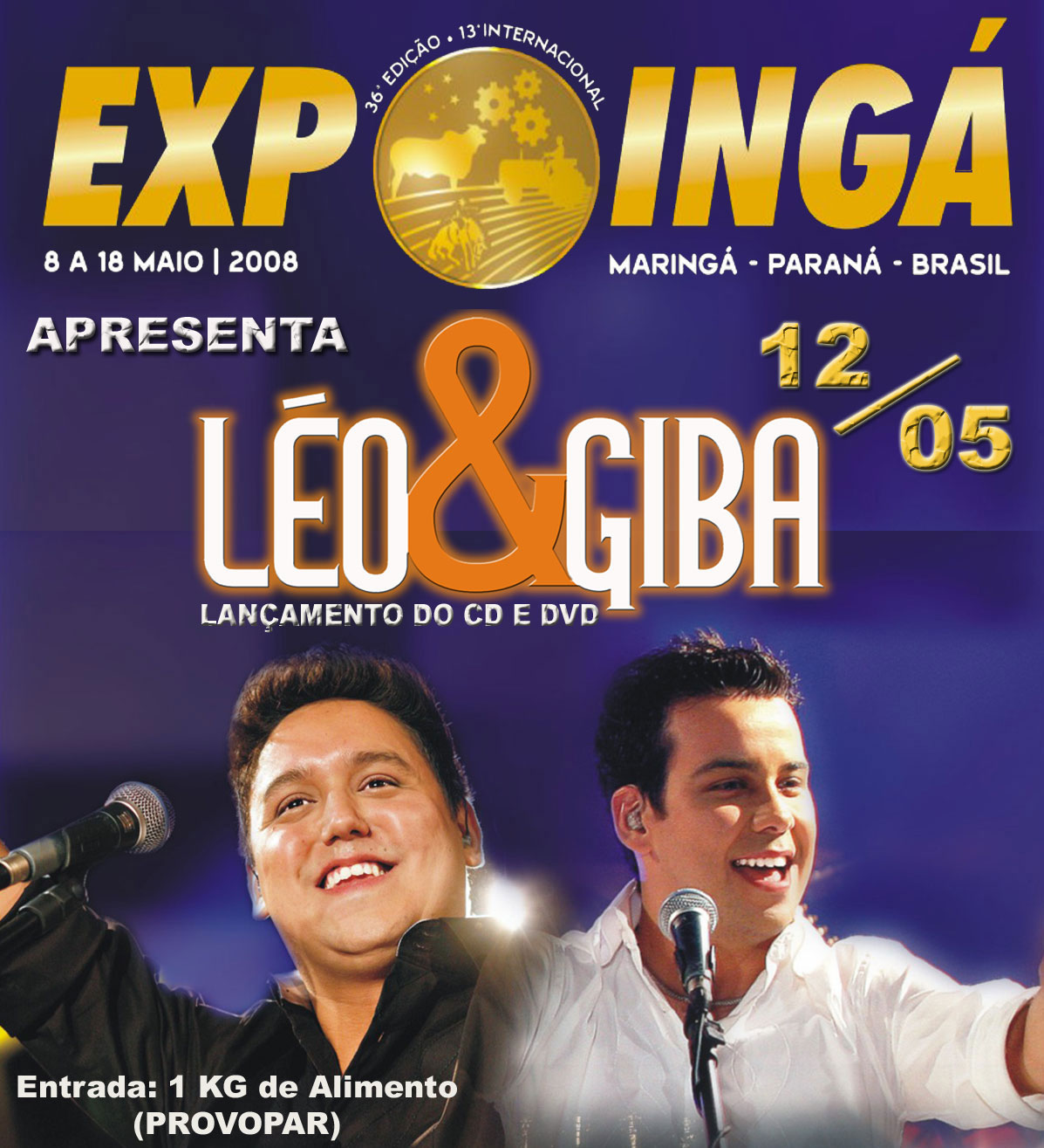 Arena deve ficar lotada hoje para o show de Léo e Giba | Divulgação