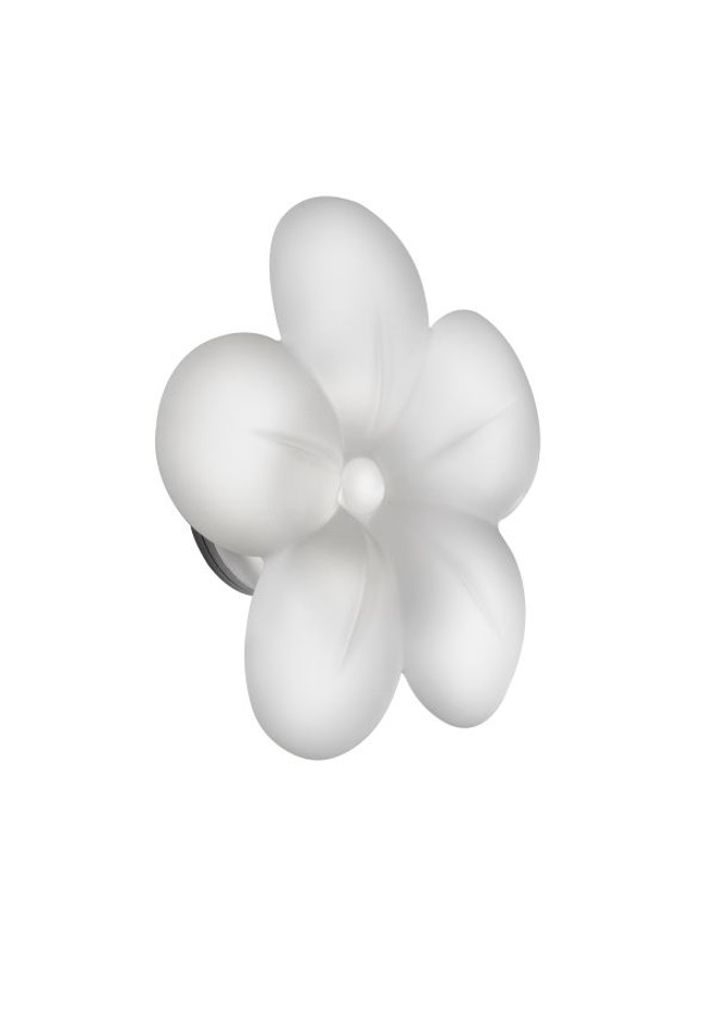 Luminária Wallflower, com led de parede ou teto, para uso interno e externo, do designer Marcel Wanders para a italiana Flos. A estrutura é em alumínio e a flor em vidro serigrafado | 