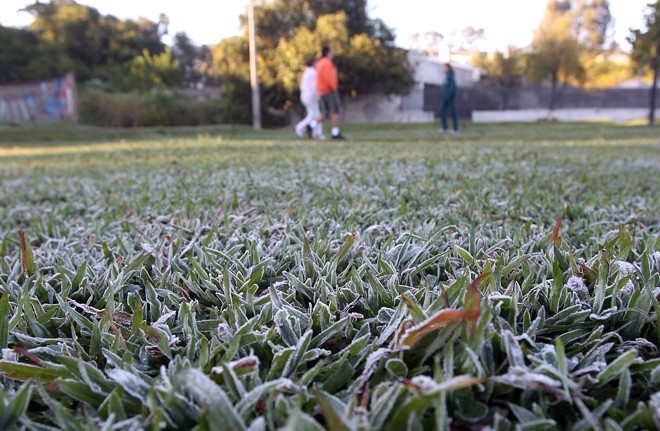 No Parque Barigui, em Curitiba, pode ser observada a geada no início da manhã deste sábado |