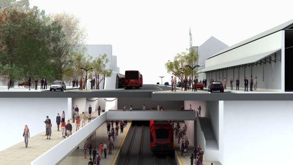 Ilustração de uma estação do projeto do metrô em Curitiba, feito pela prefeitura | Divulgação/ Prefeitura Municipal de Curitiba