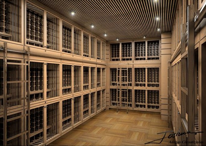 Projeção de adega comunitária que será construída no Rio de Janeiro. Cada porta tem capacidade para 60 garrafas | 