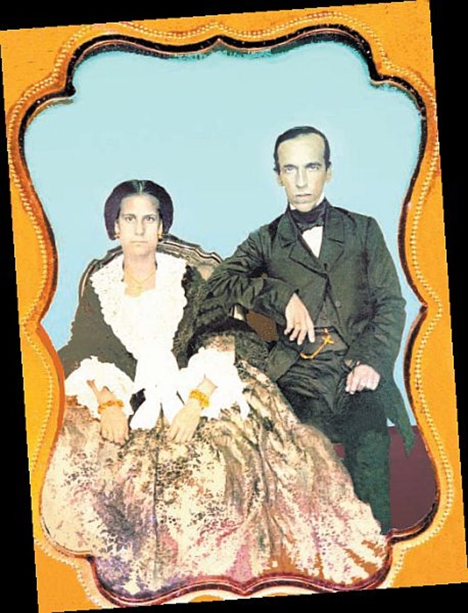 Daguerreótipo colorizado de Zacarias de Góes e Vasconcelos com sua esposa, na lua de mel, em Paris. Fevereiro de 1853 | 