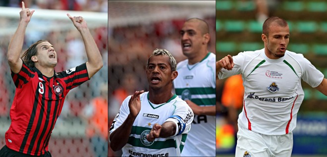 Rafael Moura (Atlético), Marcelinho Paraíba (Coritiba) e Bruno Batata (J.Malucelli): três dos destaques do Paranaense 2009 |