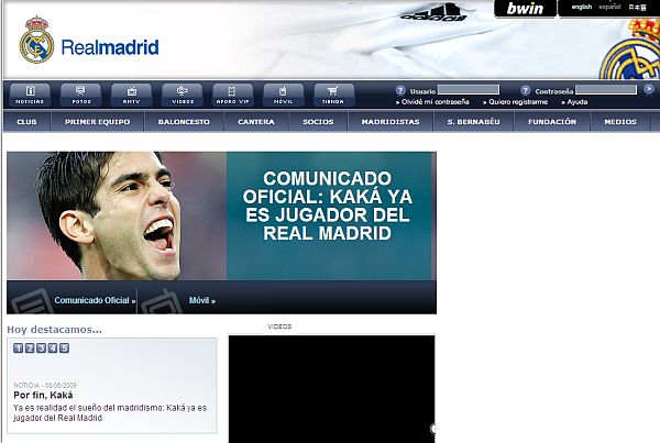 Imagem do site mostra anúncio oficial do Real Madrid | Reprodução / Real Madrid