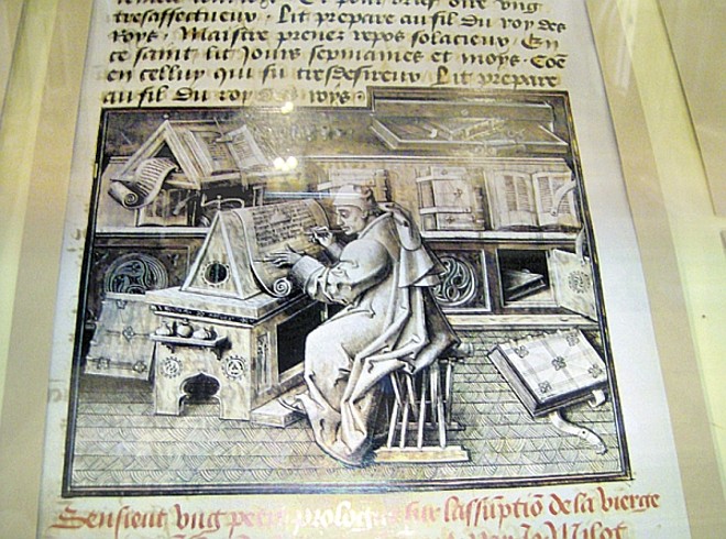 Copista trabalha na confecção de um dos livros: orações diárias | 