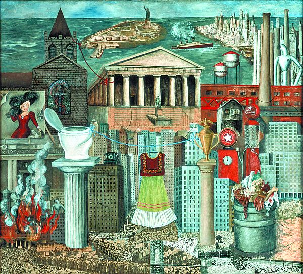 A tela Mi Vestido Cuelga Aqui, da mexicana Frida Kahlo, está na exposição do MON | Reprodução