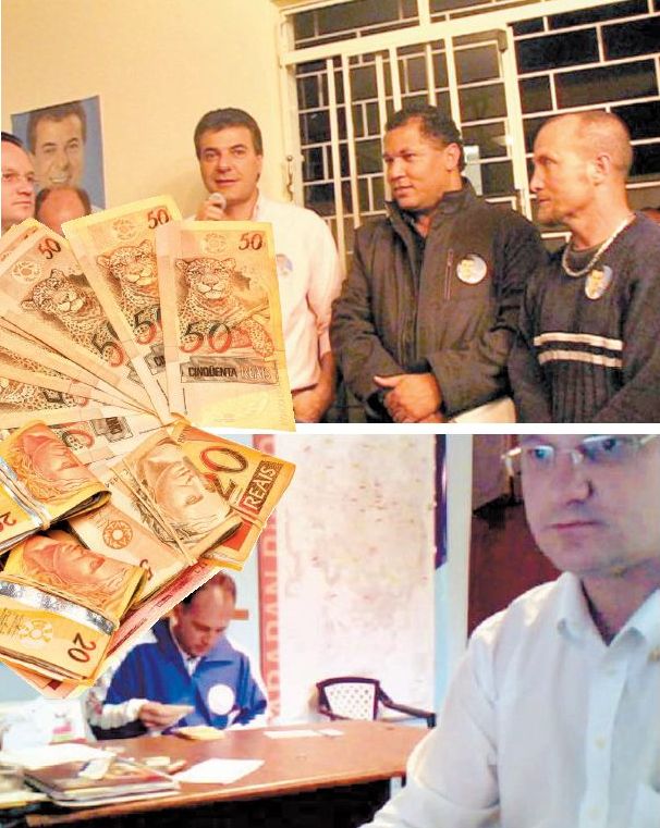 Em 11 de agosto de 2008,Beto Richa compareceu à inauguração do Comitê Lealdade (acima); no mês seguinte,o coordenador Alexandre Gardolinski (abaixo,dir.) filmou o pagamento aos ex-candidatos do PRTB que apoiaram a reeleição de Beto Richa |