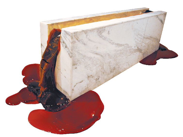 Peça da exposição Hora da Razão (Choro Negro 2), do paulistano Nuno Ramos, em cartaz a partir de hoje na Galeria da Caixa: tensão entre materiais | Divulgação