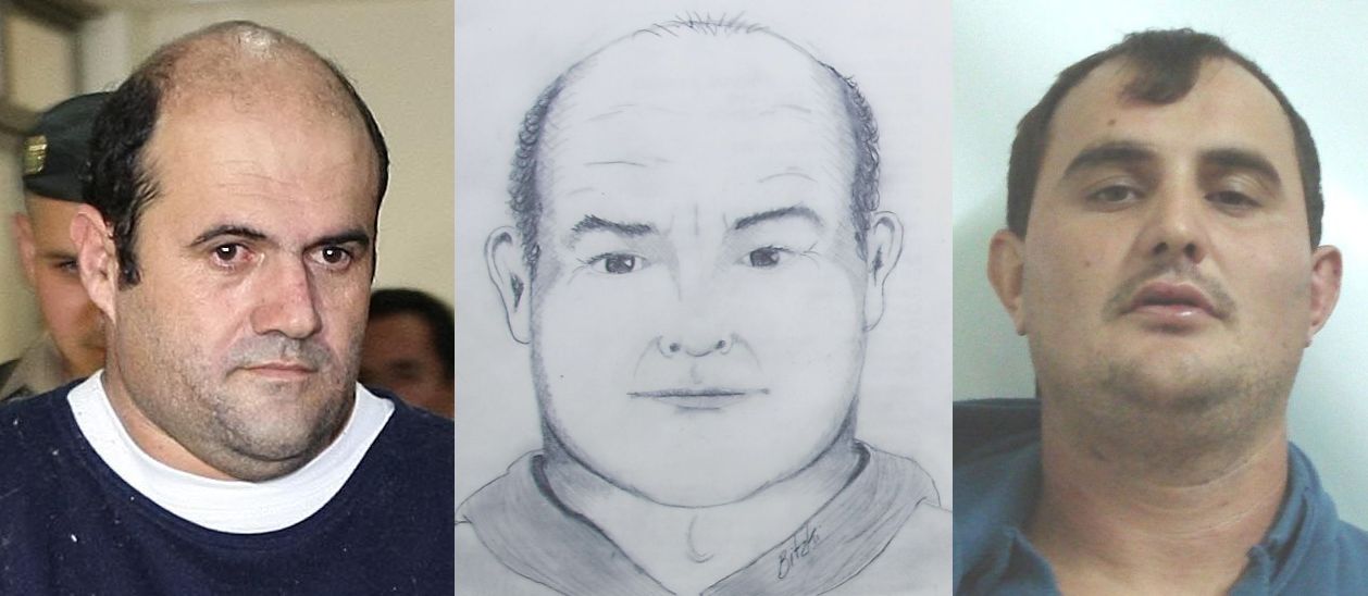 Da esquerda para a direita: Juarez Pinto, o retrato-falado do criminoso e Paulo Unfried |