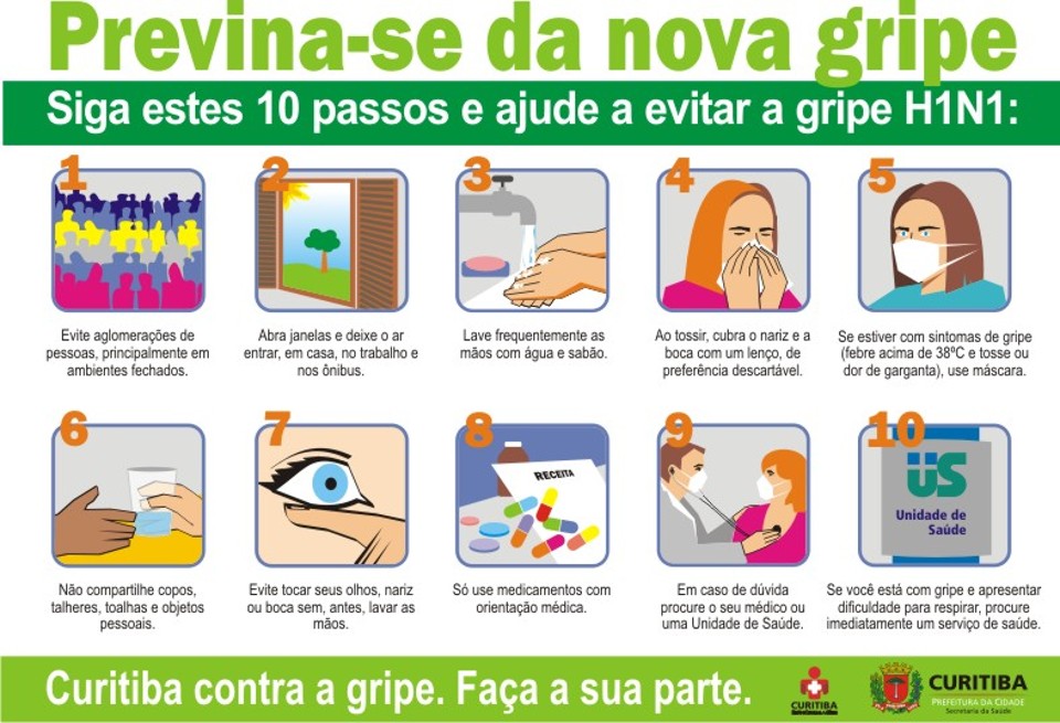 Cartaz com dicas para evitar a nova gripe | Reprodução