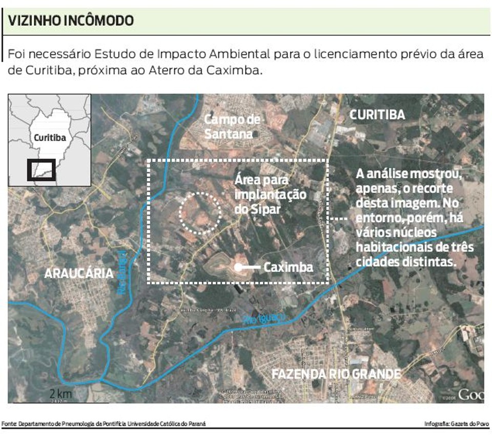 Veja no mapa a área para implantação do Sipar | 