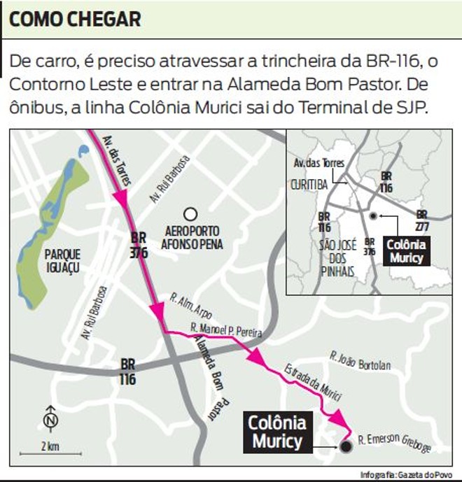 Veja como você deve fazer para chegar na Colônia Muricy | 