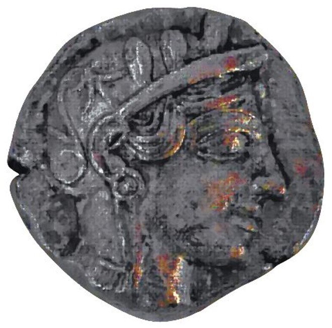 Famoso tetradracma de prata de Atenas, feito na Grécia, entre 449 e 440 a.C. |