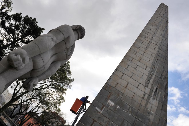 Monumento foi lavado com produtos especiais | Divulgação/SMCS