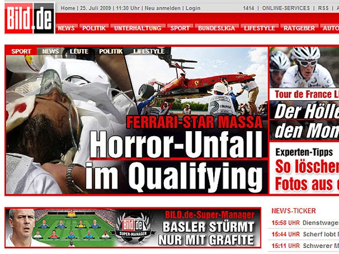 Capa da versão on-line do jornal alemão