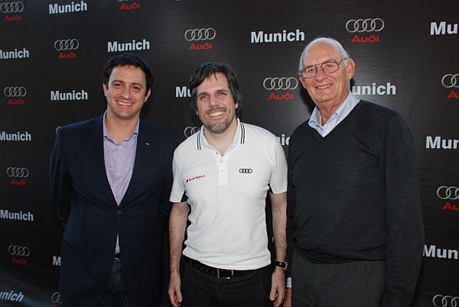 O presidente da Audi do Brasil, Paulo Kakinoff (ao centro), o diretor da concessionária Munich Audi, Roger Wolf Pedroso (à esq.), e o presidente do Grupo Servopa, Hans Voswinckel, foram os anfitriões do almoço de apresentação do Audi A6. O evento foi no último sábado, na Avenida General Mário Tourinho | 