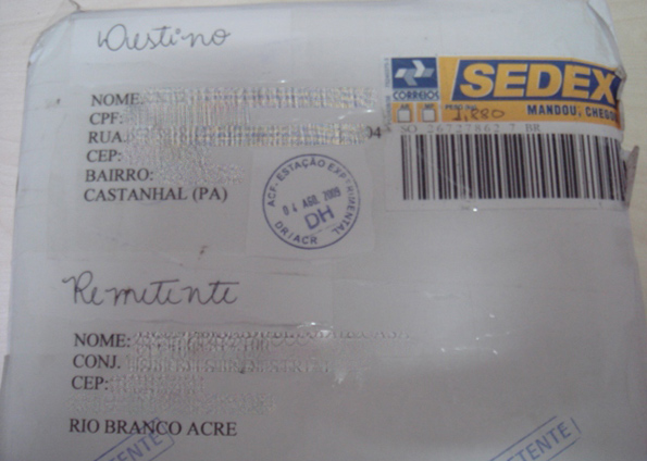 Mulher é presa ao buscar encomenda de dois quilos de cocaína nos Correios | Divulgação / Polícia Civil do Pará