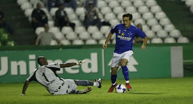 Thiago Ribeiro dribla Edson Bastos e faz o segundo gol do Cruzeiro | 