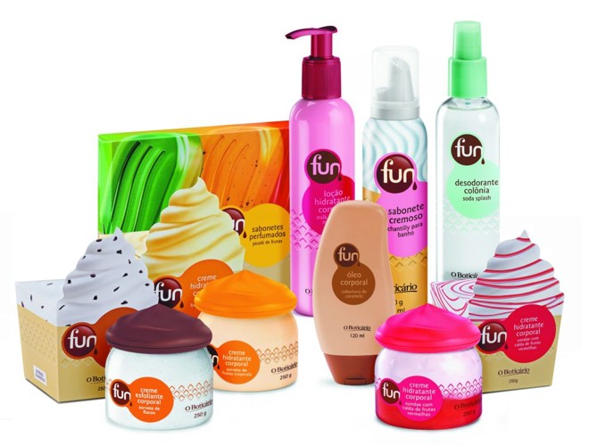 Embalagem da Linha Fun - Coleção Ice Cream, do Boticário, criada por Karine Mitsue Kawamura, da Lumen Desig. Prata na categoria Estratégia de Design |