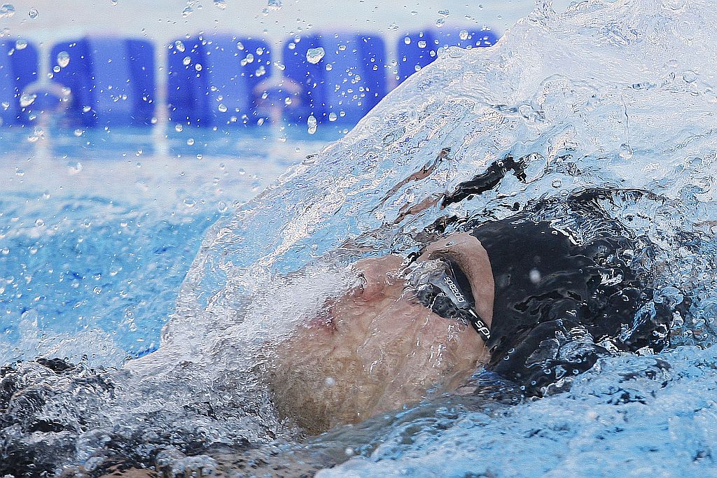 Thiago Pereira durante a disputa do 4 x 200 m medley: o versátil nadador volta de Roma com dois quartos lugares | Satiro Sodré/CBDA