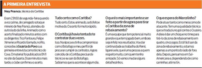 Confira a primeira entrevista de Ney Franco como novo técnico do Coritiba | 