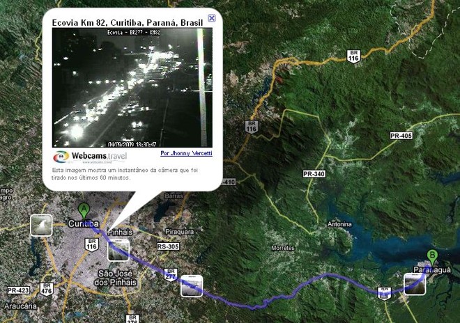 Imagem da câmera da concessionária Ecovia mostra o movimento na BR-277 | Divulgação