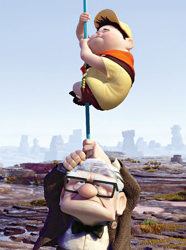 Carl Fredricksen (dublado em português por Chico Anísio) e o menino Russell: parceiros de aventura | Divulgação