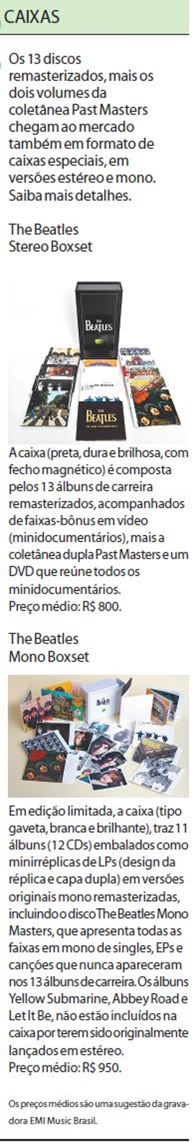 Veja que os discos e a coletânea chegam em formato de caixas especiais |