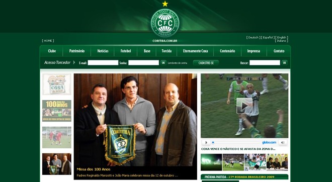 Coritiba: site em versão italiana é a novidade | 