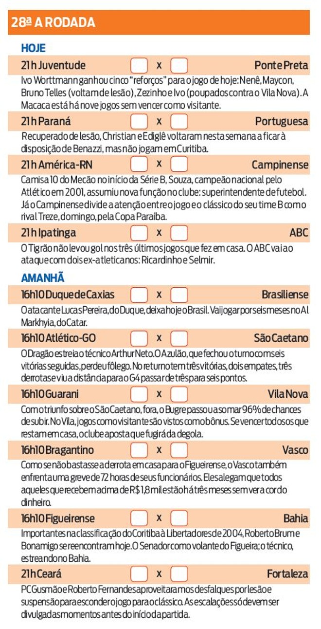 Veja tabela com os jogos da rodada da Série B | 