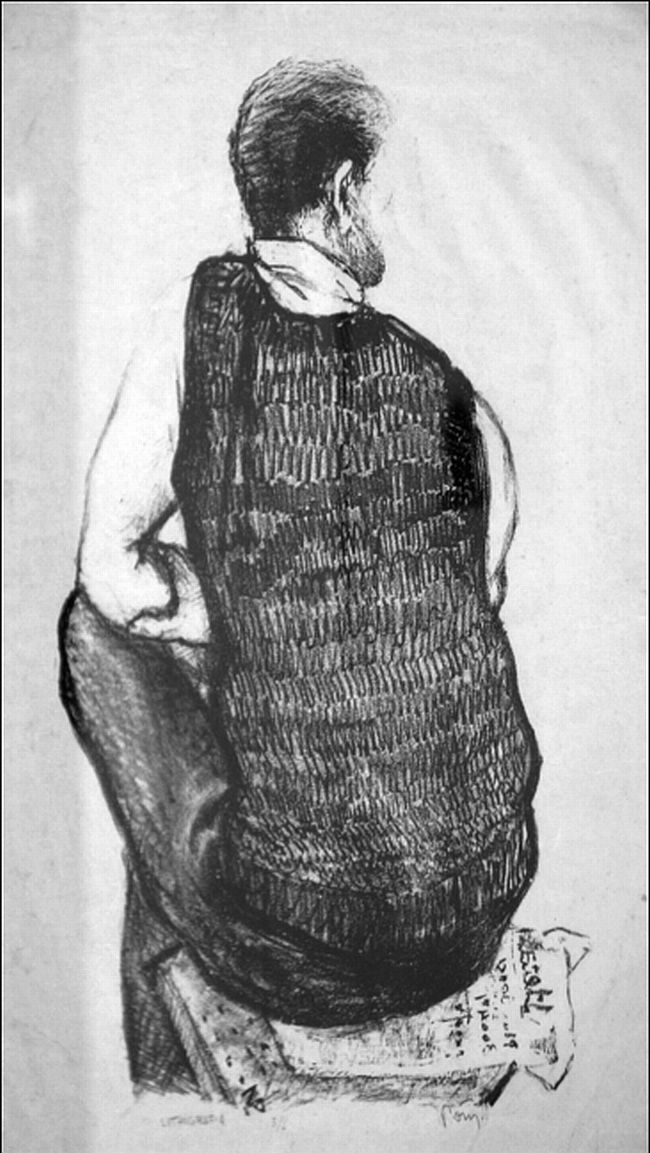 Um autorretrato de Poty, em litografia e sem data, é parte da série Retratos | Ivonaldo Alexnadre/Gazeta do Povo