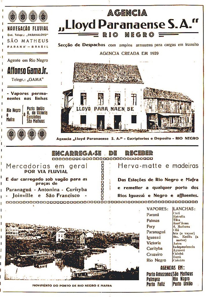 Propaganda do Lloyd Paranaense em revista da época: inaugurado em 1915, permaneceu em atividade até 1953 | 
