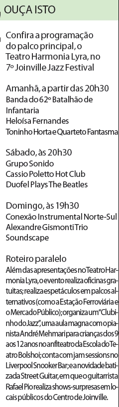 Confira a programação do palco principal no 7º Joinville Jazz Festival |