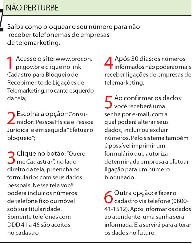 Veja o passo-a-passo para o bloqueio da linha |